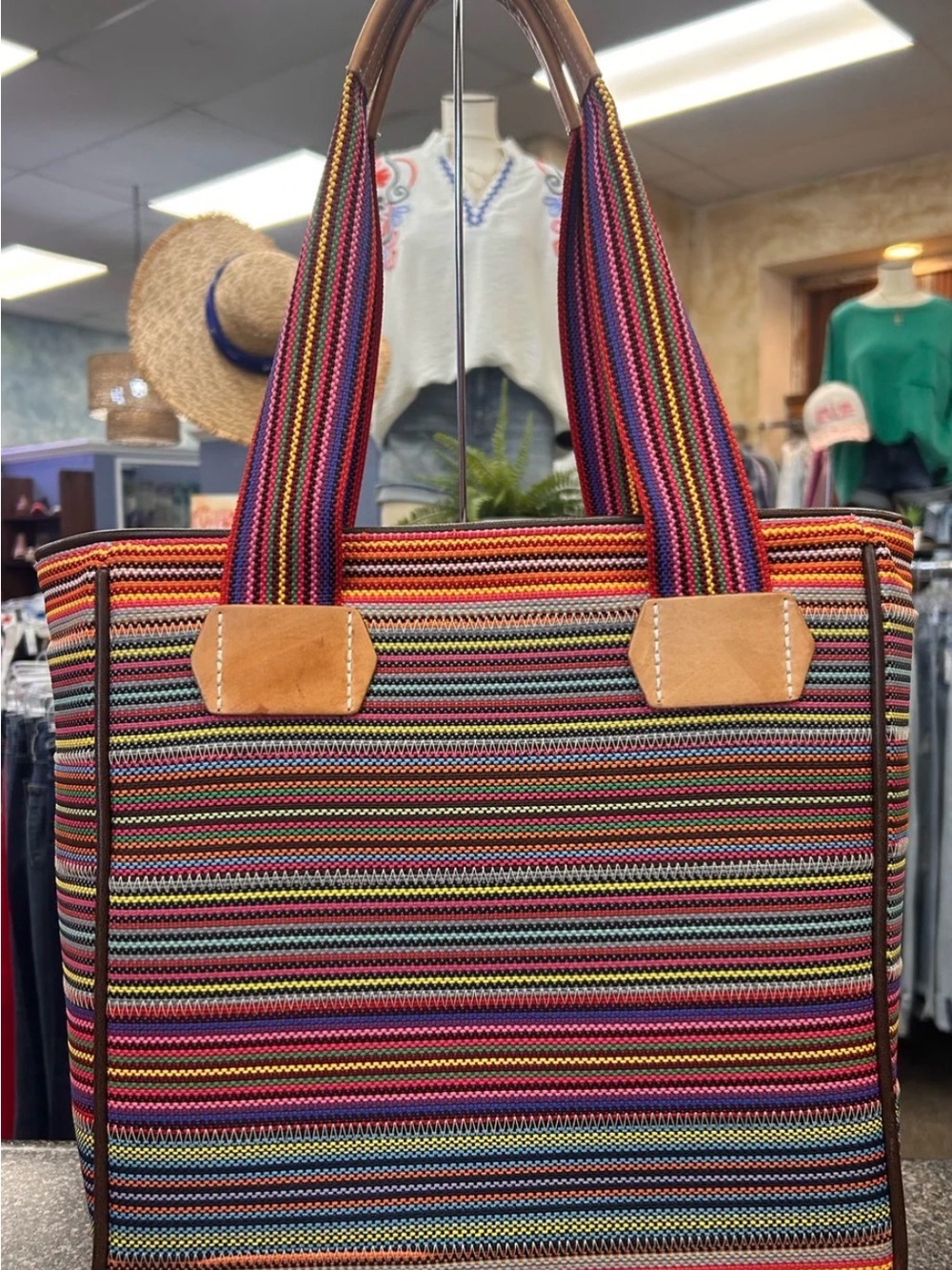 Ale Consuela  Multistripe Tote with Leather Trim